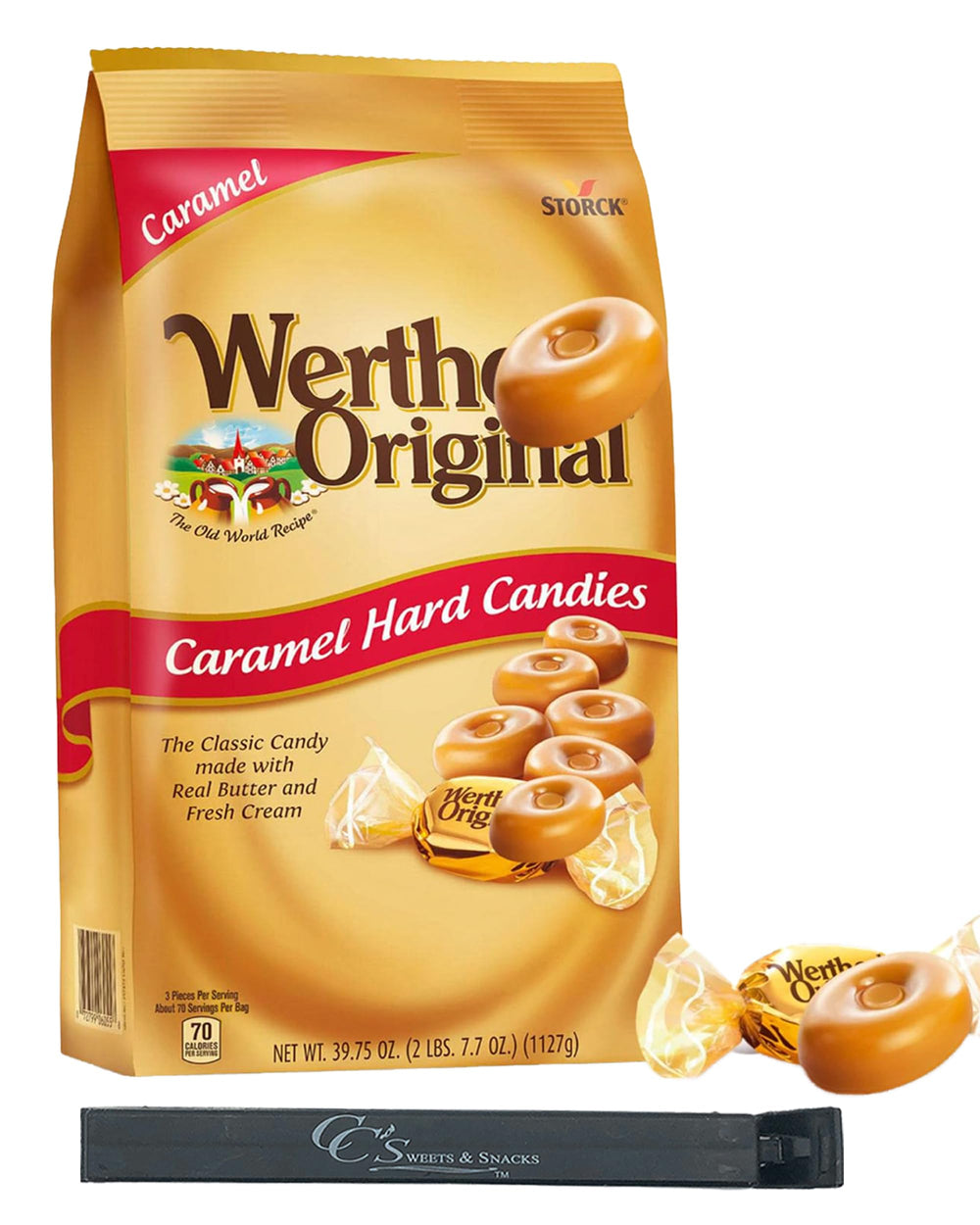 CC's Sweets & Snacks Werther's Original front packaging showing bulk bag and branding, convenient storage