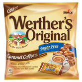 Werther's Original front packaging showing bag with sugar-free coffee caramel benefit