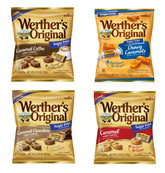 Werther's Original front packaging showing four sugar-free bags and clear branding benefit