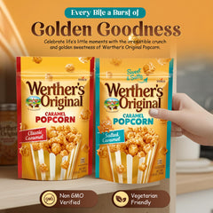 Resealable zipper detail on Werther's pack preserving crunch and freshness benefit
