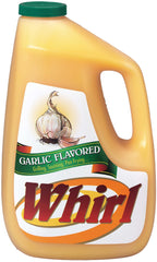 Whirl garlic butter-flavored oil one-gallon front label showing product benefits