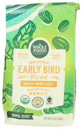 Whole Foods Market front packaging showing 12-ounce bag and brand benefit of organic choice