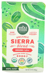Whole Foods Market front packaging showing 12-ounce bag and branding benefits