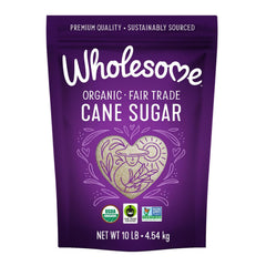 Wholesome front packaging showing 10 lb bag and certifications, supports ethical sourcing