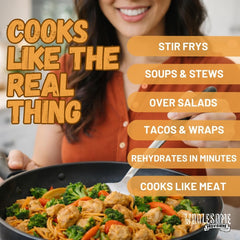 Wholesome Provisions cooking in skillet demonstrating browning and crisping for hearty meals