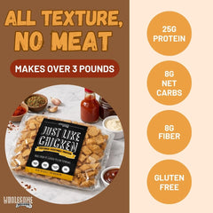 Wholesome Provisions dry textured vegetable protein close-up highlighting grainy, fibrous texture