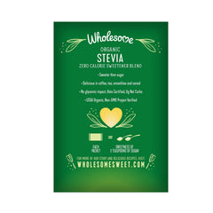 Wholesome stevia packet being poured into a coffee cup demonstrating quick no-calorie sweetening