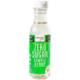 Wholesome Yum front bottle showing label and clear syrup, highlights sugar-free benefit