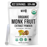 WHYZ front packaging of monk fruit powder showing jar and label benefits