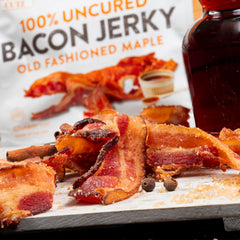 Wicked Cutz detail of tender bacon jerky texture for satisfying chew