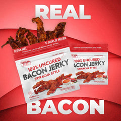 Wicked Cutz bacon jerky close-up texture highlighting tender juicy bites