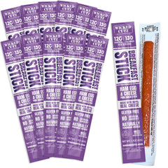 Wicked Cutz front packaging showing ham egg and cheese breakfast sticks and convenience benefit