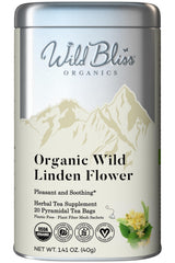 Wild Bliss front packaging showing organic linden tea and benefits