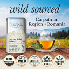 Wild Bliss single plant‑based tea bag and tag highlighting purity