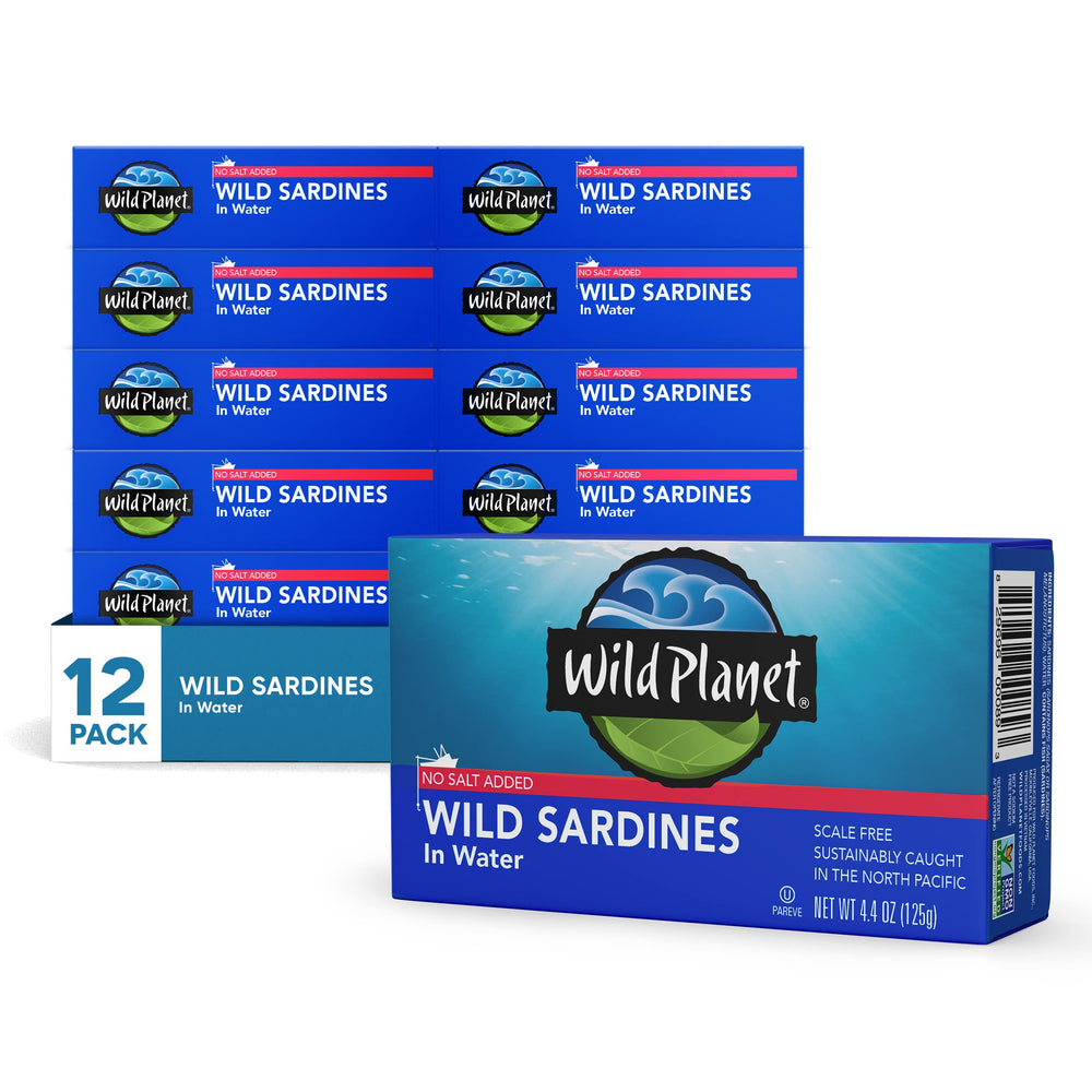 Wild Planet front can showing label and benefits for pantry convenience