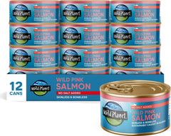 Wild Planet front packaging showing 6 oz can and no salt added benefit