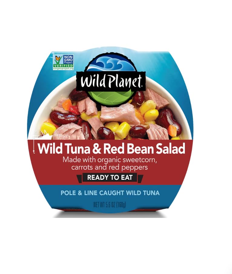 Wild Planet front packaging showing tuna red bean corn bowl with clear label and convenience