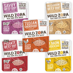 Wild Zora front packaging showing five-pack variety and keto benefit