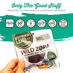 Wild Zora size comparison beside hand showing portable snack convenience