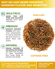 WILDFIELD HERBS close-up of St Johns Wort texture highlighting whole-leaf quality and scent