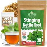 WILDFIELD HERBS front box showing 30 tea bags and branded packaging benefiting freshness