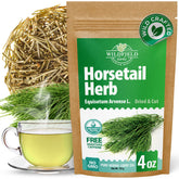 WILDFIELD HERBS front packaging showing horsetail herb and clear box benefit storage