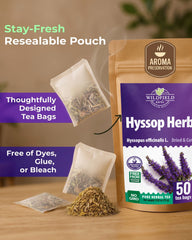 WILDFIELD HERBS tea bag steeping in cup demonstrating easy preparation