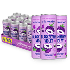 Wildwonder front can showing label and berry-violet flavor for refreshing taste