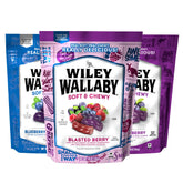 WILEY WALLABY front packaging showing three 10oz resealable berry bags and variety benefit