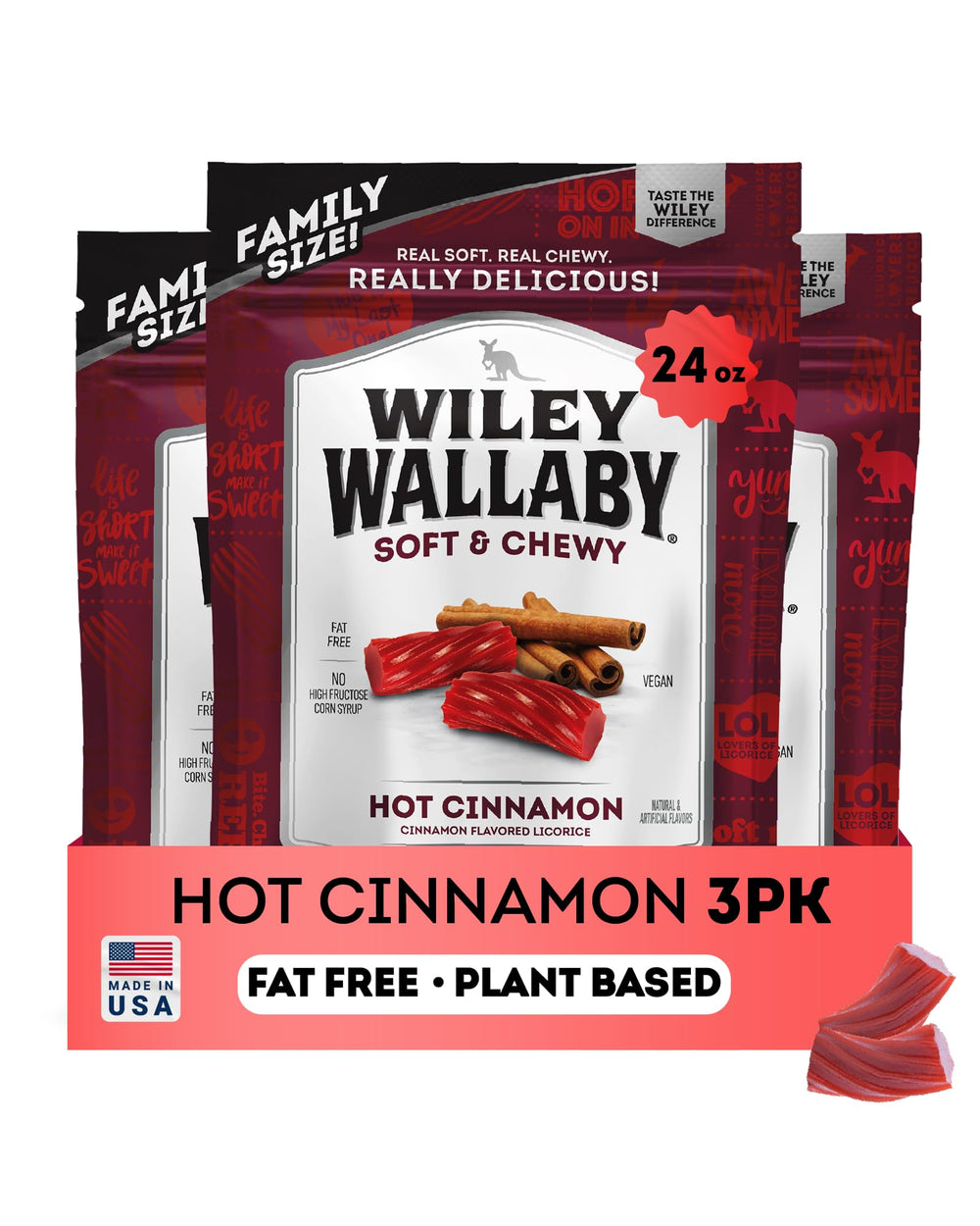WILEY WALLABY front packaging showing cinnamon licorice and convenience