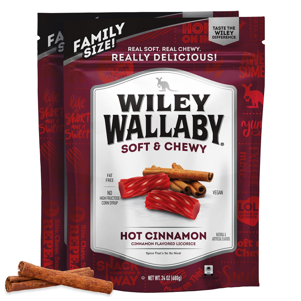 Wiley Wallaby front packaging showing two 24oz resealable bags and branding