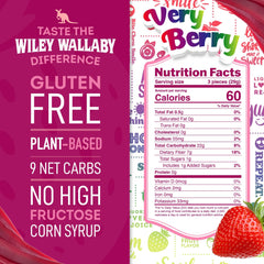 WILEY WALLABY open bag exposing colorful berry twists for convenient snacking