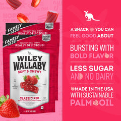 Wiley Wallaby strawberry licorice in a serving bowl ideal for parties and sharing