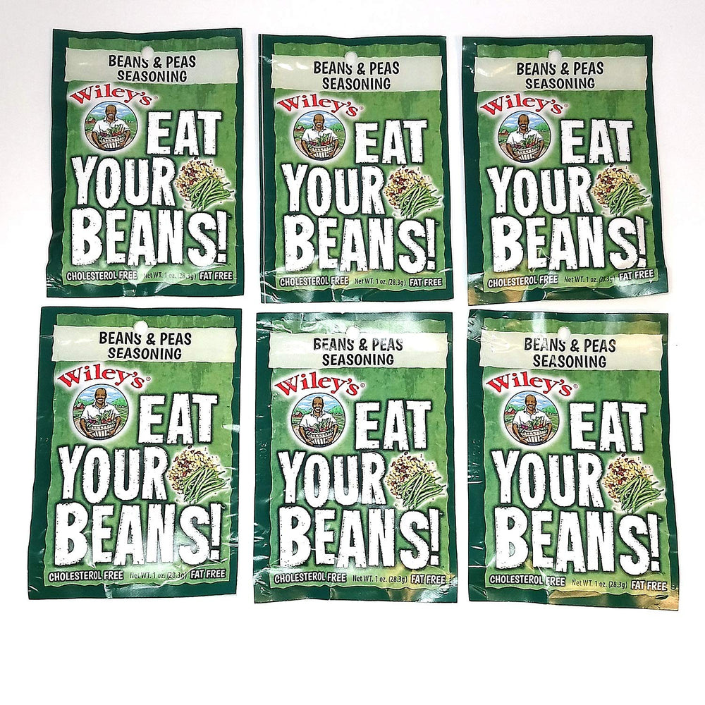 Wiley's front packaging showing six seasoning packets and easy use benefit