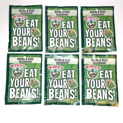 Wiley's front packaging showing six seasoning packets and easy use benefit