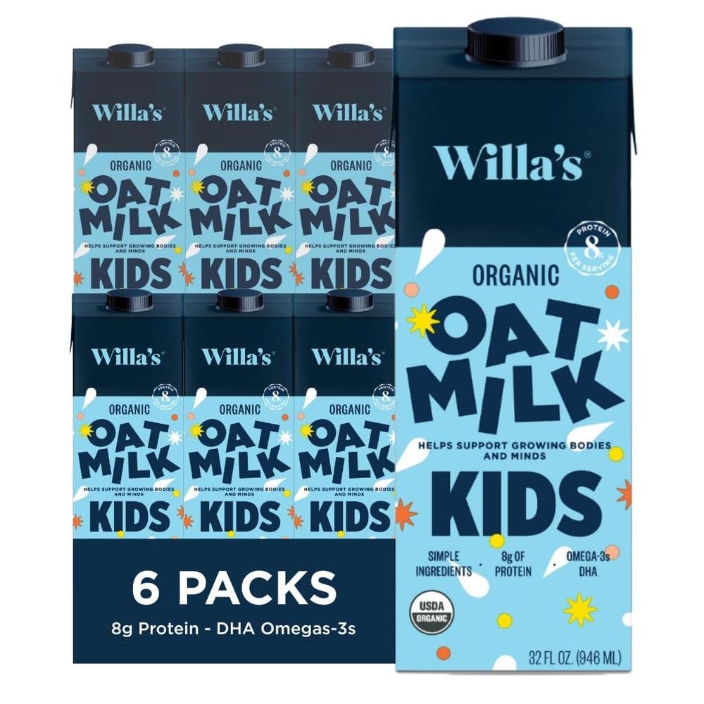 Willa's front packaging 32oz carton showing label and benefits