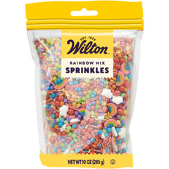 Wilton front packaging showing rainbow sprinkles mix and colorful appeal