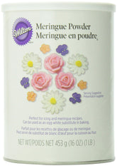 Wilton meringue powder front packaging showing canister and label benefit convenience