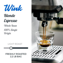 Wink Coffee ground beans and pour showing ideal grind for multiple brews benefit