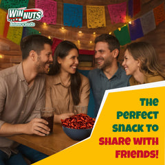 WINNUTS opened bag revealing mixed peanuts and crunchy pieces for sharing