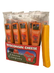 Wisconsin Cheese Company front packaging showing 24 individually wrapped sticks and convenience