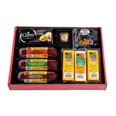 Wisconsin Cheese Company gift box front view showing all included items for easy gifting