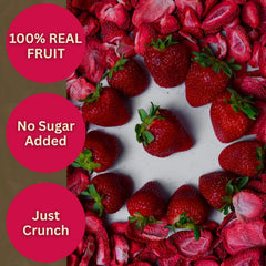 Wise Harvest open pouch with freeze-dried strawberries spilling out, easy grab-and-go snack