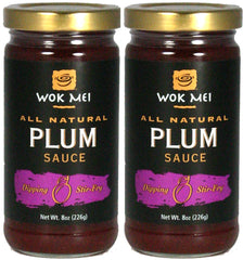 Wok Mei front packaging showing two 8 oz bottles and serving suggestion benefit