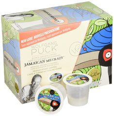Close-up of a Wolfgang Puck Jamaican Me Crazy K-Cup lid and seal highlighting airtight freshness and easy use