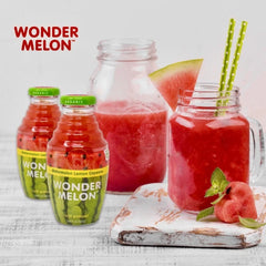 Close-up of Wonder Melon juice color highlighting fresh cold-pressed texture