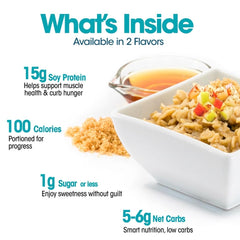WonderSlim open instant cup top view showing apple pieces and protein-rich oats