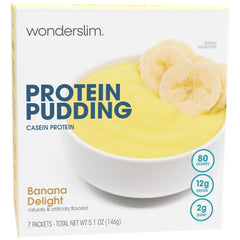 WonderSlim front packaging showing banana pudding mix and benefits
