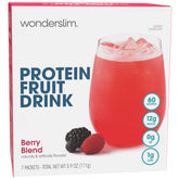 WonderSlim front packaging showing berry blend and 7 packets for quick protein