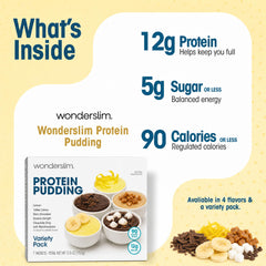 WonderSlim Dark Chocolate pudding close-up highlighting creamy texture and indulgent taste